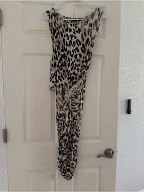 Tart Beige and Black Leopard Print Sleeveless Top
